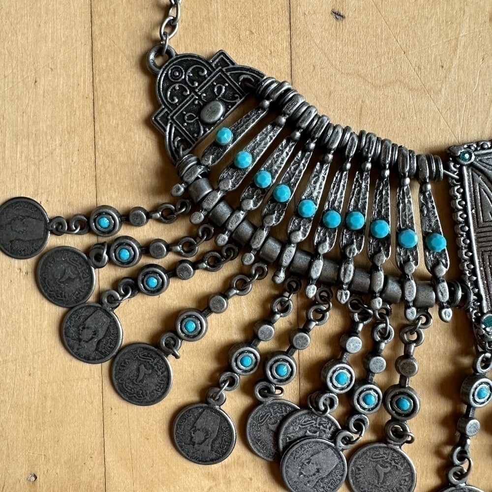 Portugal Coin, turquoise, silver necklace, GD - Picture 7 of 9